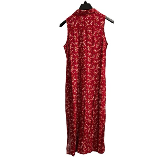 Vintage Bentley Maxi Y2K Dress Size 11/12 Red Micro Floral Maxi Cottagecore Boho - Picture 2 of 7